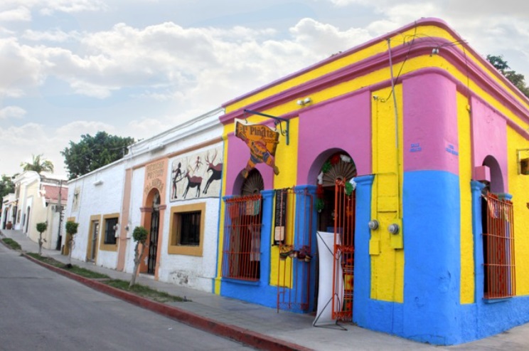 Colorful buildings in the center of San José del Cabo in Los Cabos Mexico